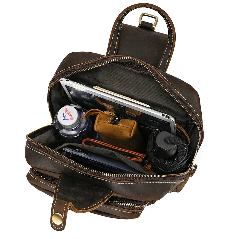 Sacoche de poitrine en cuir