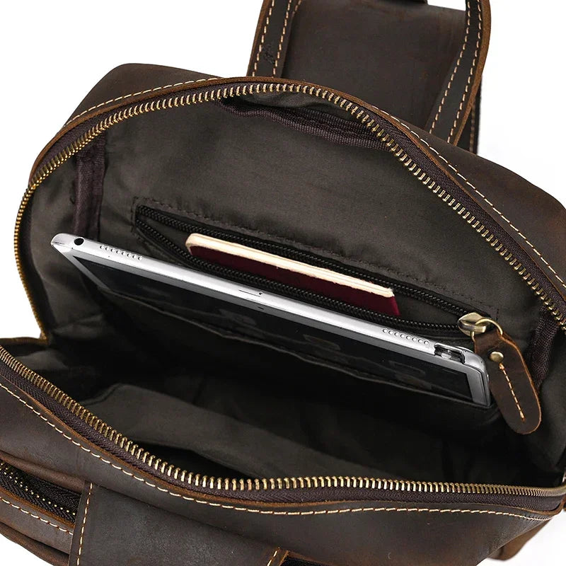 Sacoche de poitrine en cuir