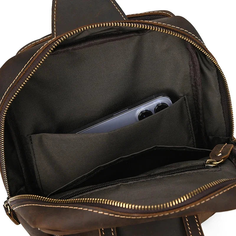 Sacoche de poitrine en cuir