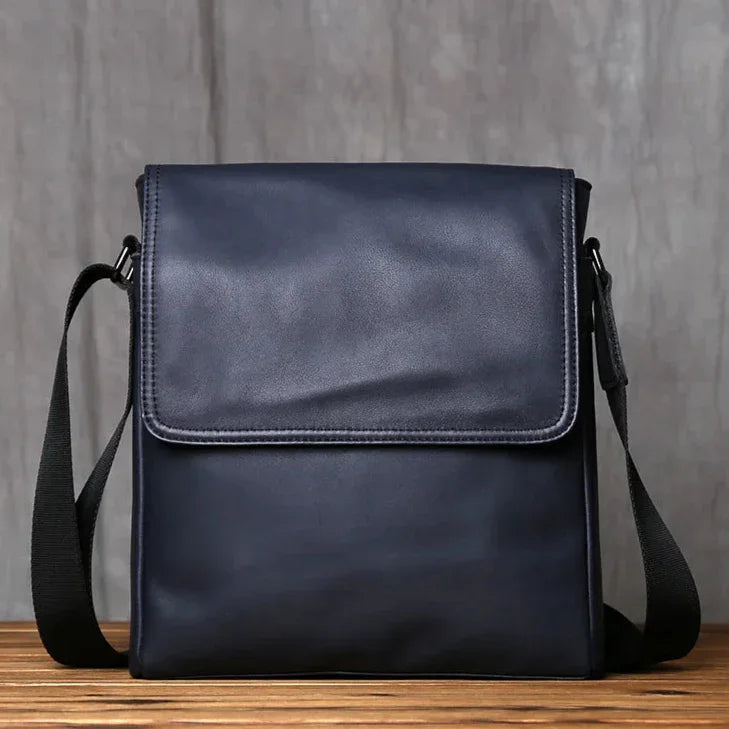 Sacoche en cuir homme bleu