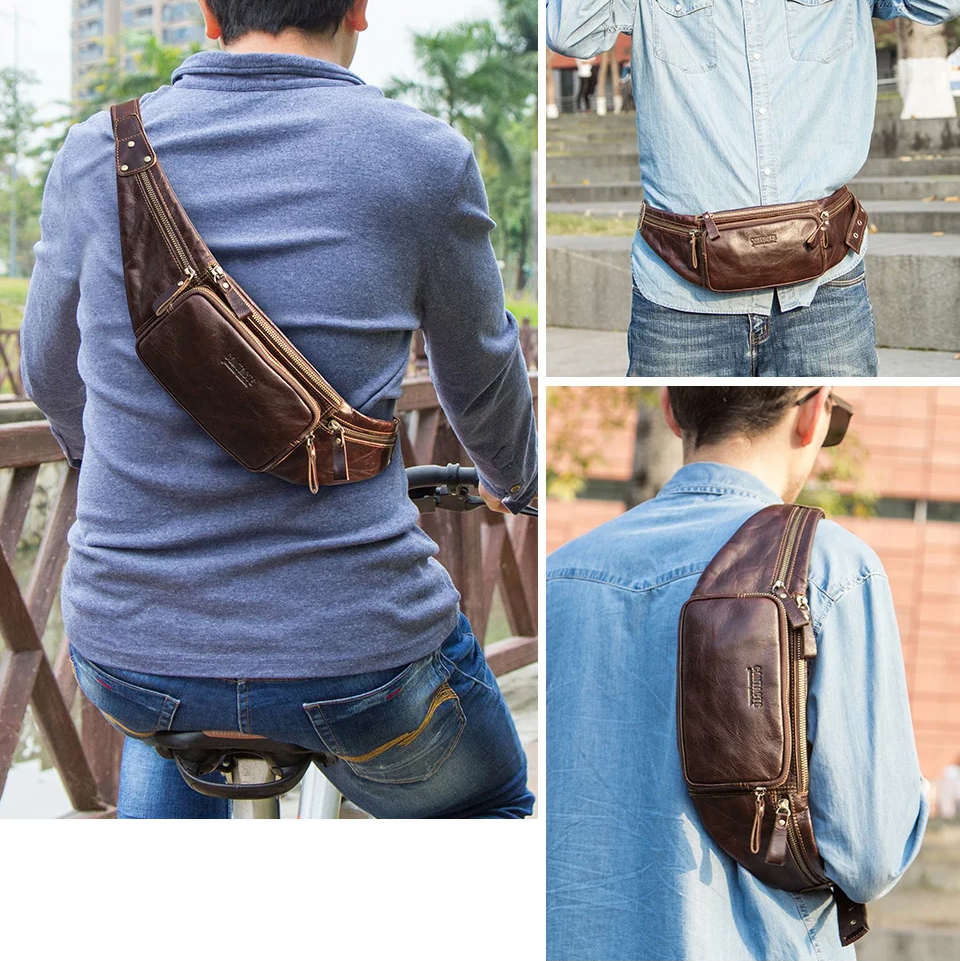 Sacoche homme banane cuir