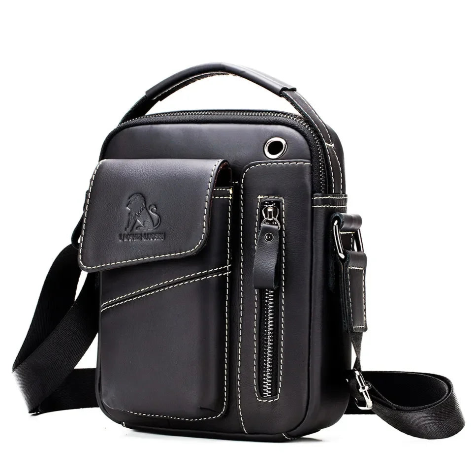 Sacoche homme bandoulière cuir noir