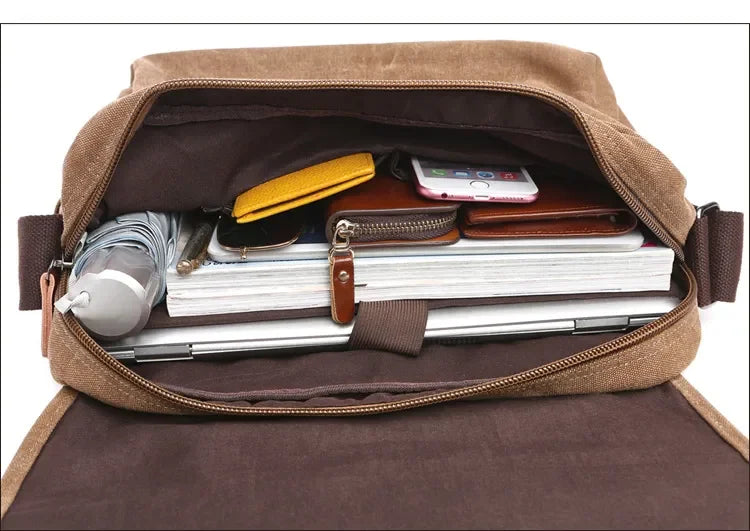 Sacoche homme en toile avec rabat