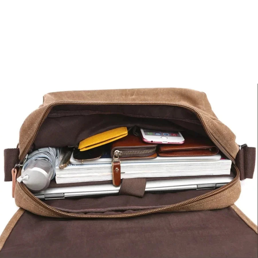 Sacoche homme en toile avec rabat