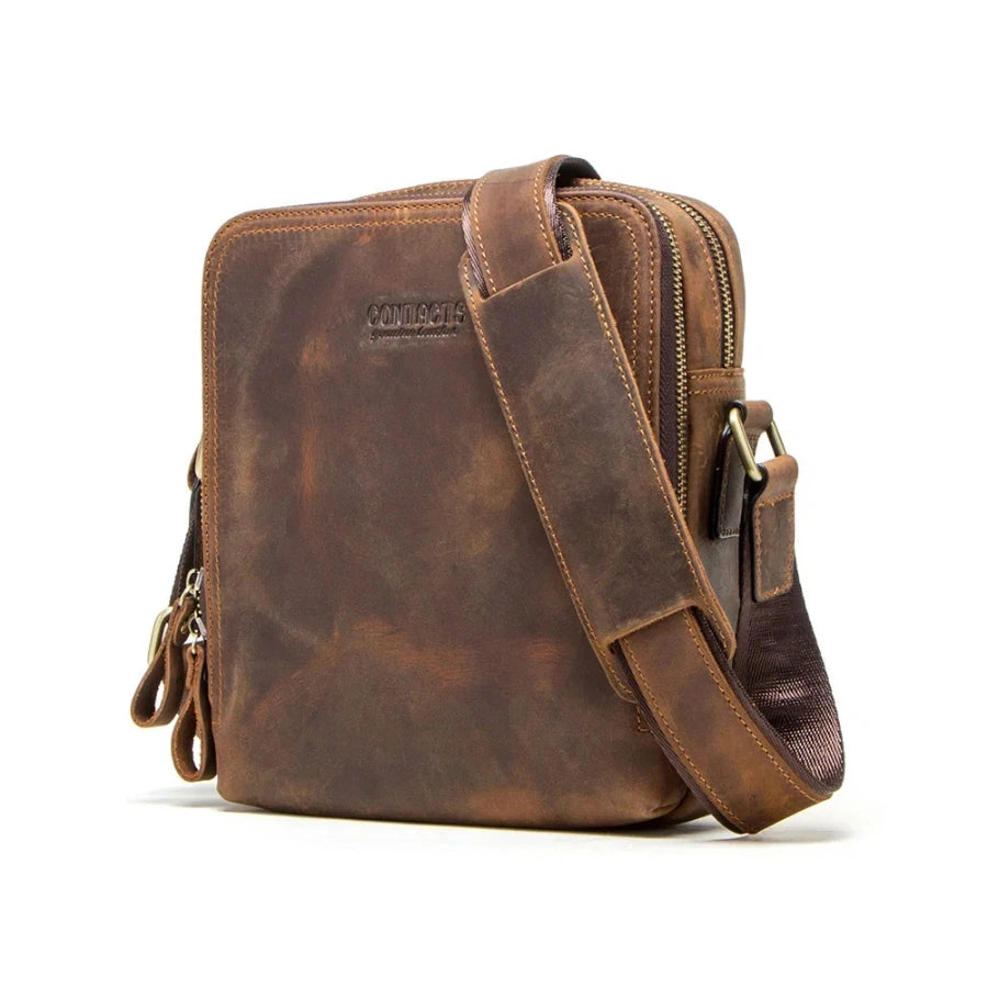 Sacoche homme vintage marron foncé