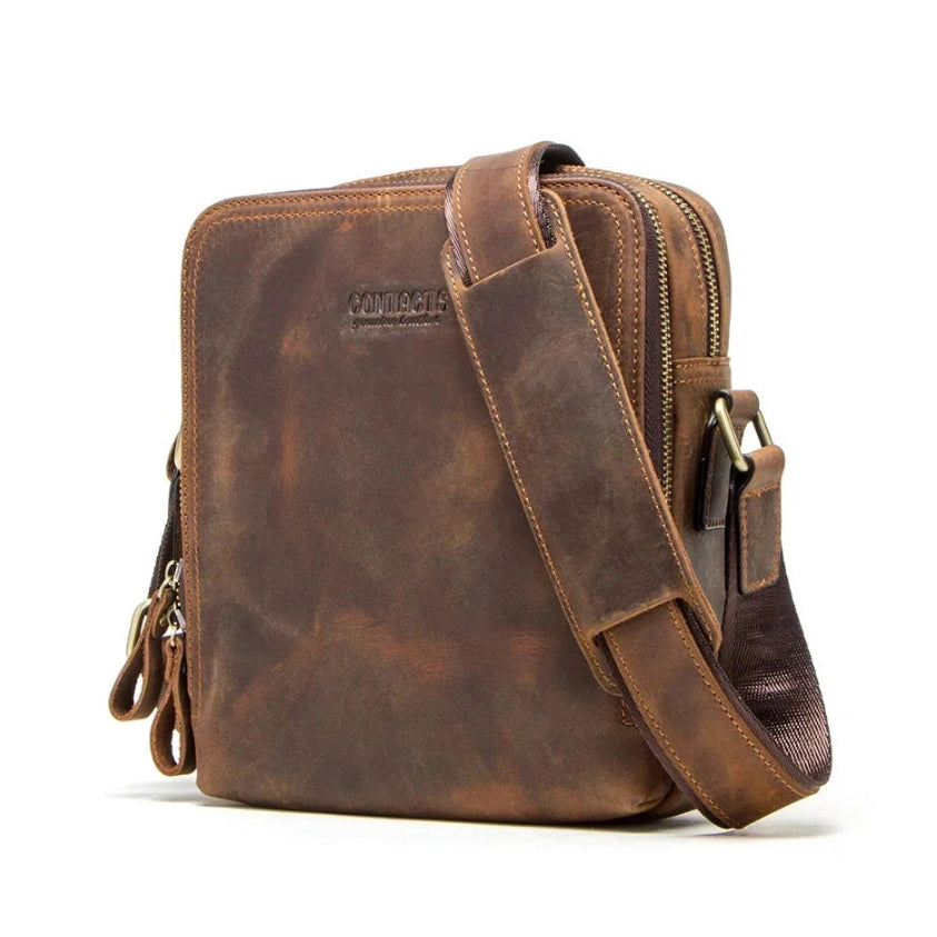 Sacoche homme vintage marron foncé