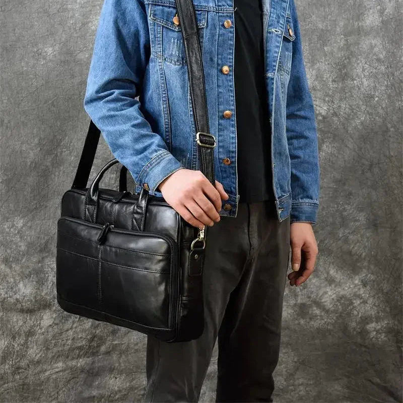 Sacoche ordinateur en cuir pour homme