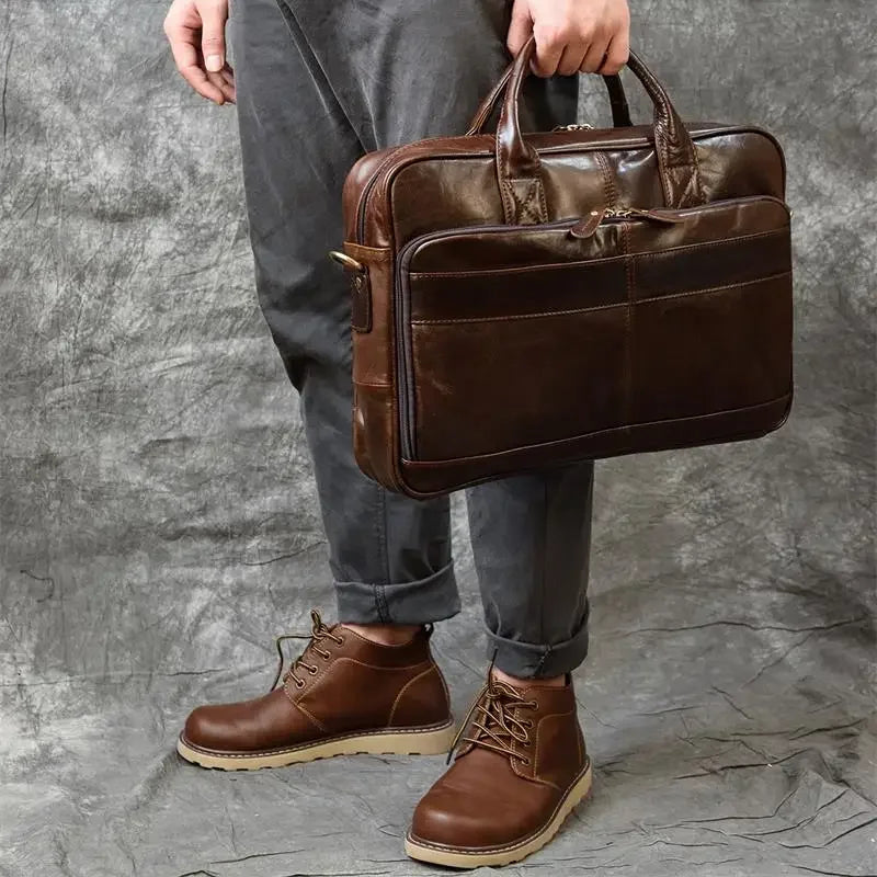 Sacoche ordinateur en cuir pour homme