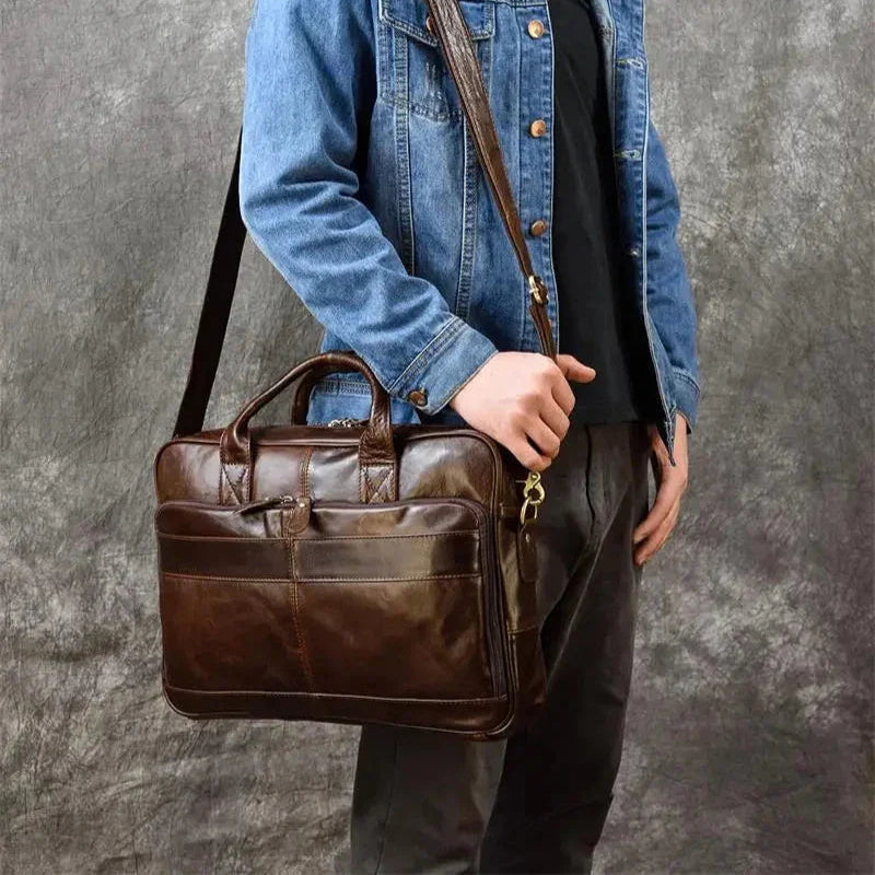 Sacoche ordinateur en cuir pour homme