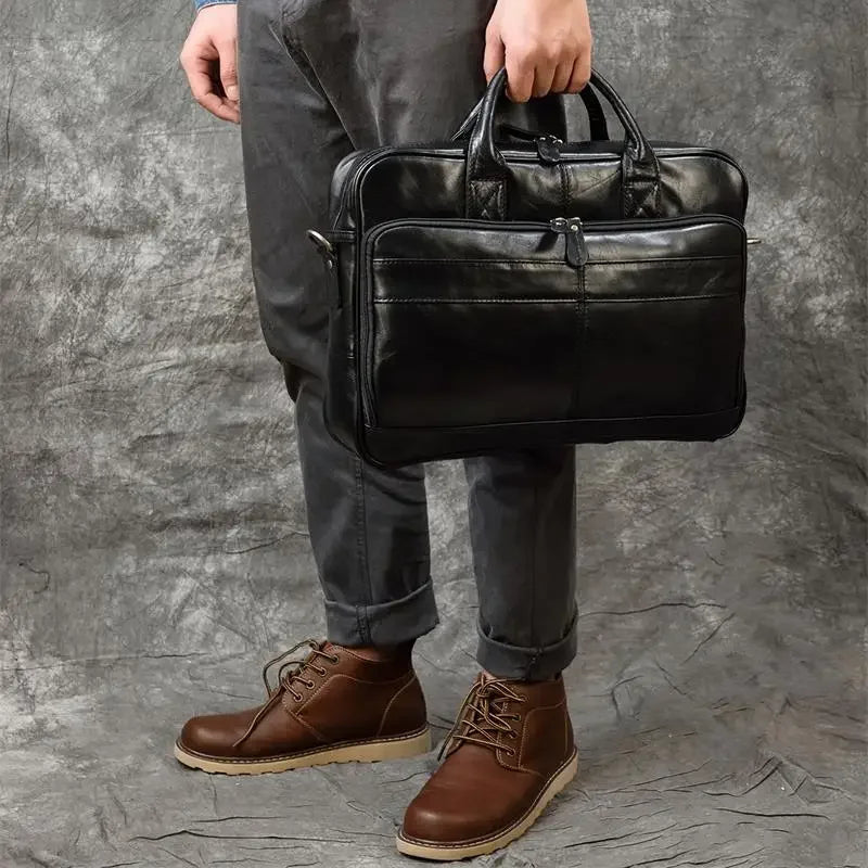Sacoche ordinateur en cuir pour homme