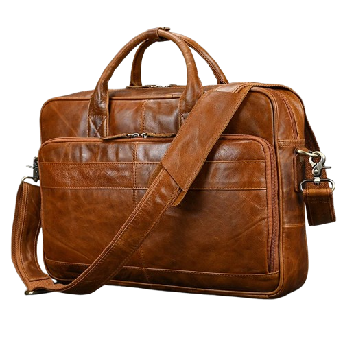 Sacoche ordinateur en cuir pour homme marron