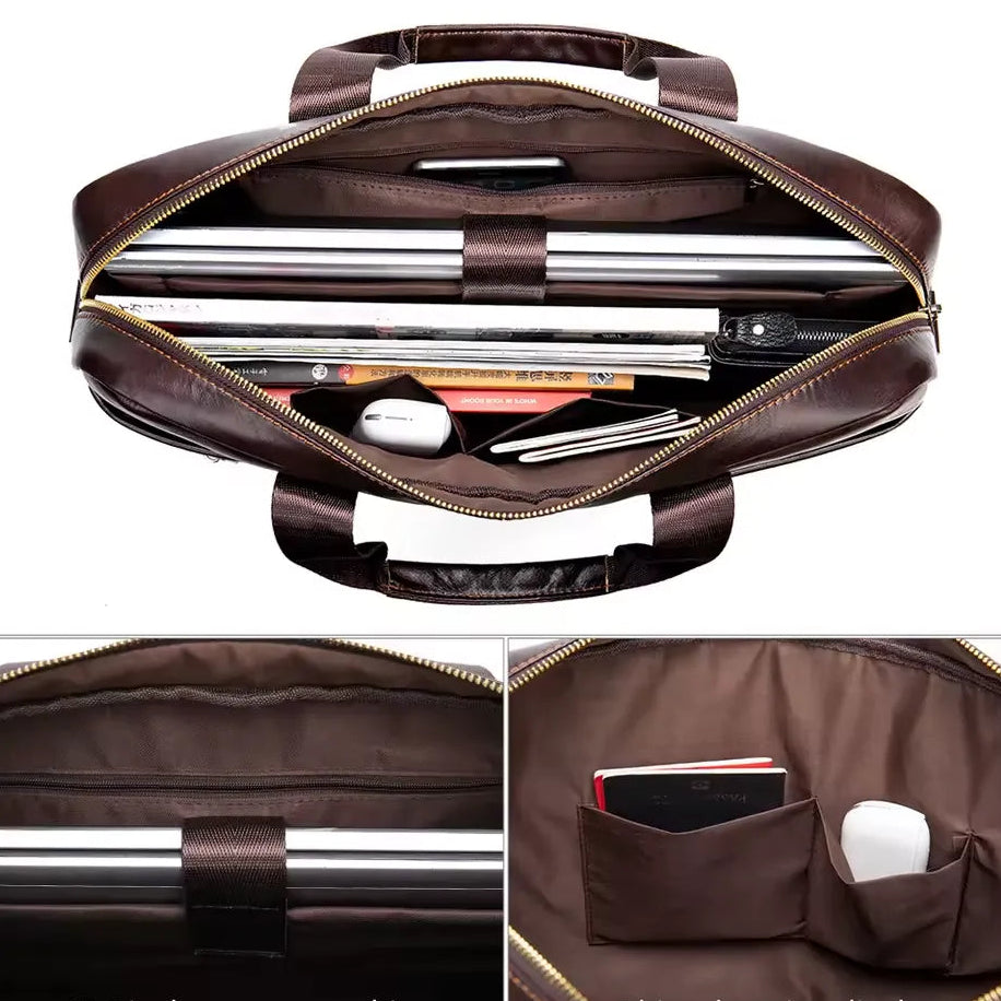 sacoche ordinateur homme cuir marron fonce