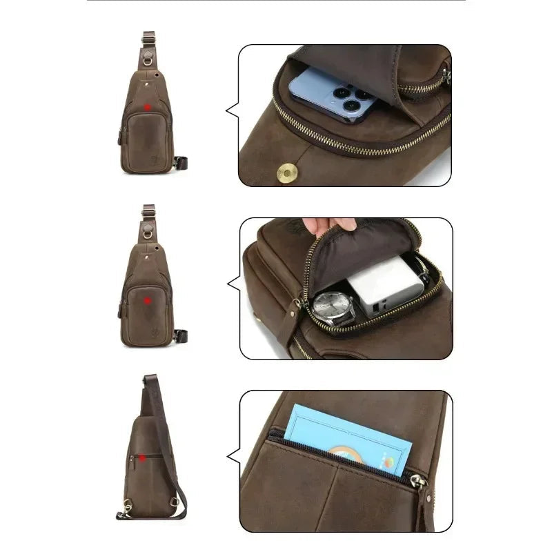 Sacoche poitrine cuir homme bandoulière