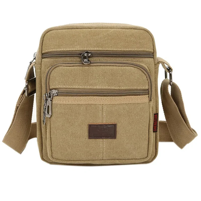 Sacoche pour homme en tissu beige