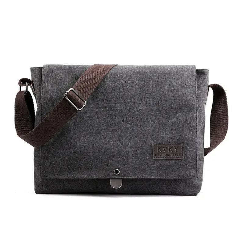 Sacoche toile homme gris foncé