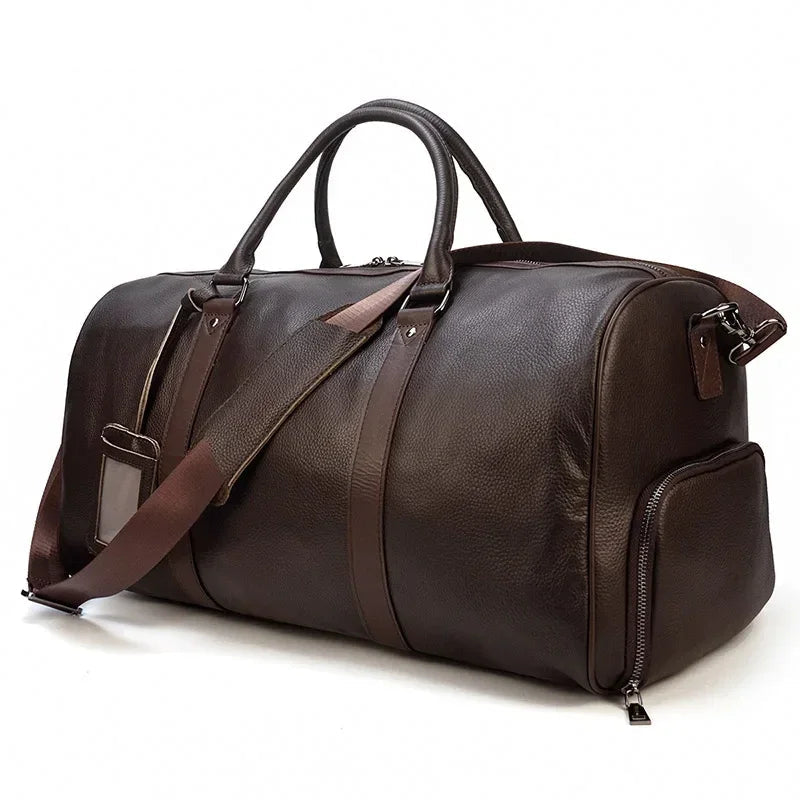 Sac de voyage en cuir homme marron