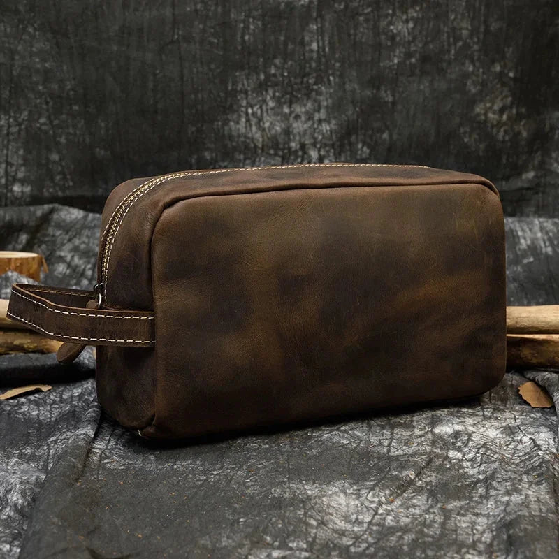 Trousse de toilette en cuir homme