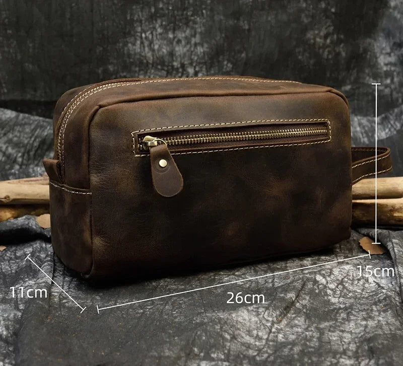 Trousse de toilette en cuir homme