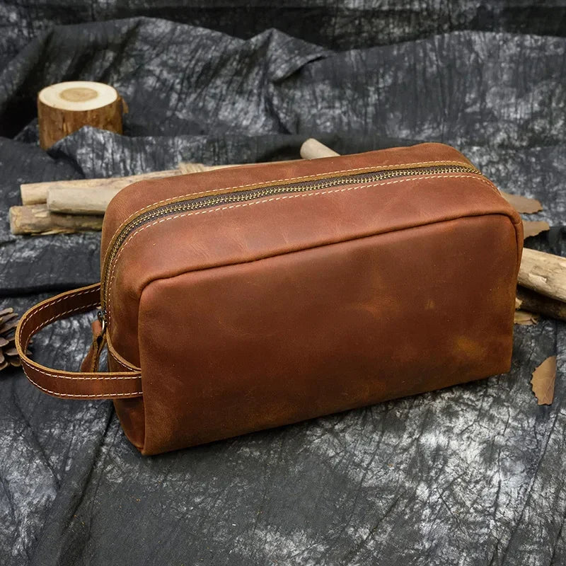 Trousse de toilette en cuir homme