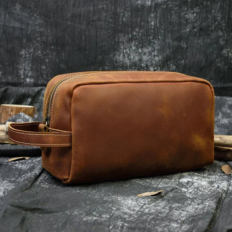 Trousse de toilette en cuir homme