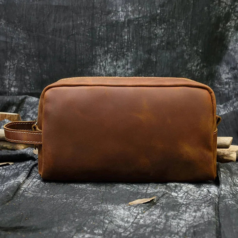 Trousse de toilette en cuir homme