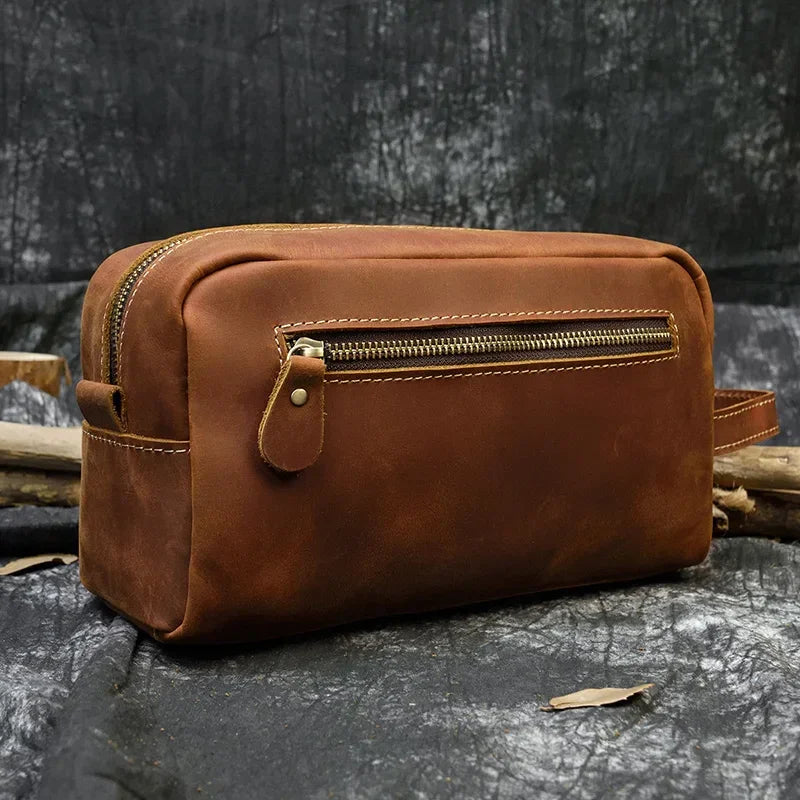 Trousse de toilette en cuir homme