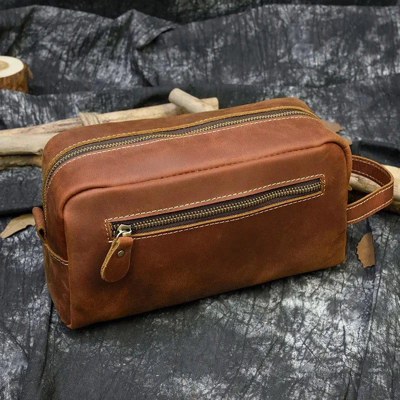Trousse de toilette en cuir homme