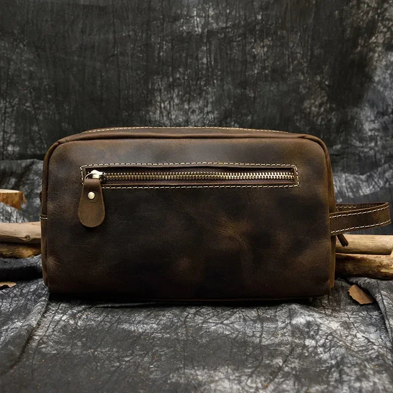 Trousse de toilette en cuir homme