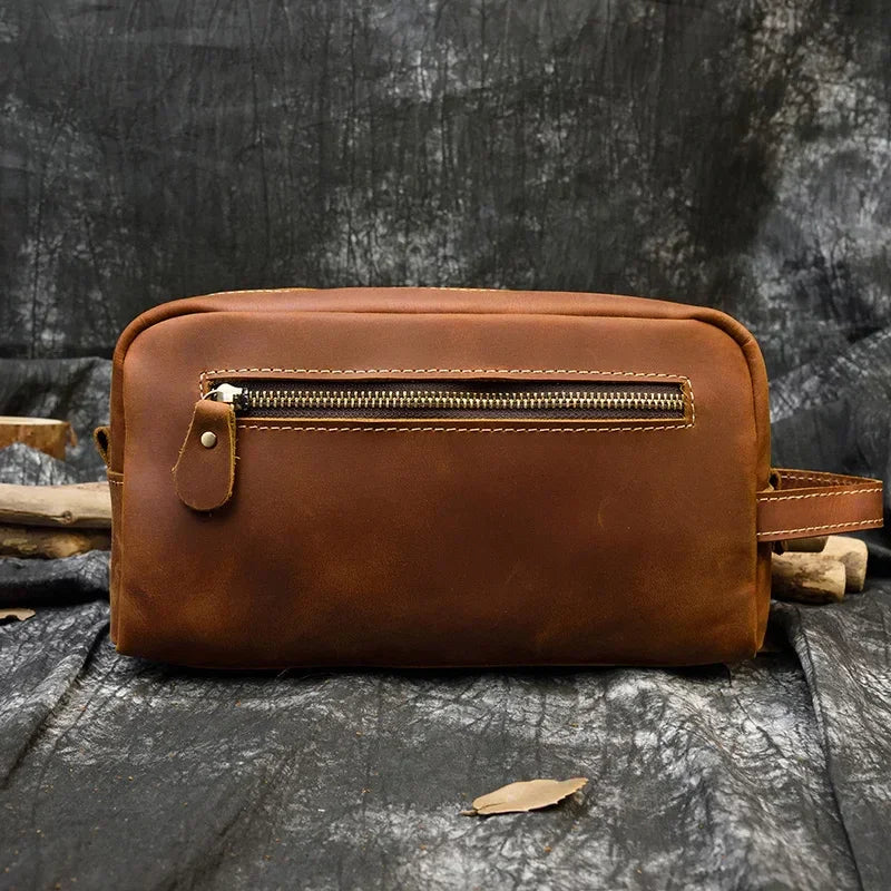 Trousse de toilette en cuir homme