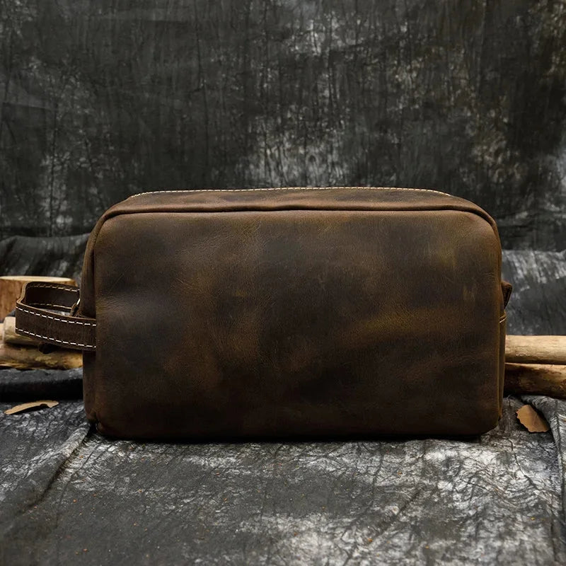 Trousse de toilette en cuir homme