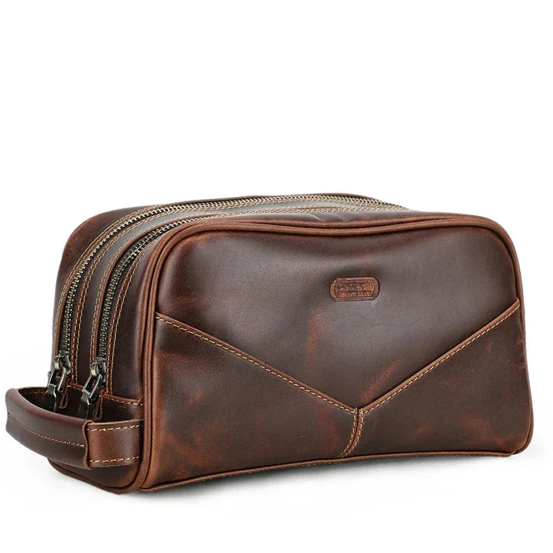 Trousse de toilette en cuir pour homme