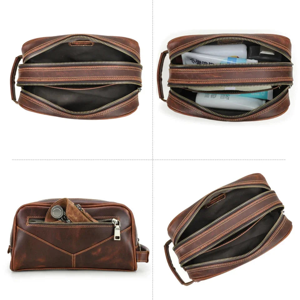 Trousse de toilette en cuir pour homme