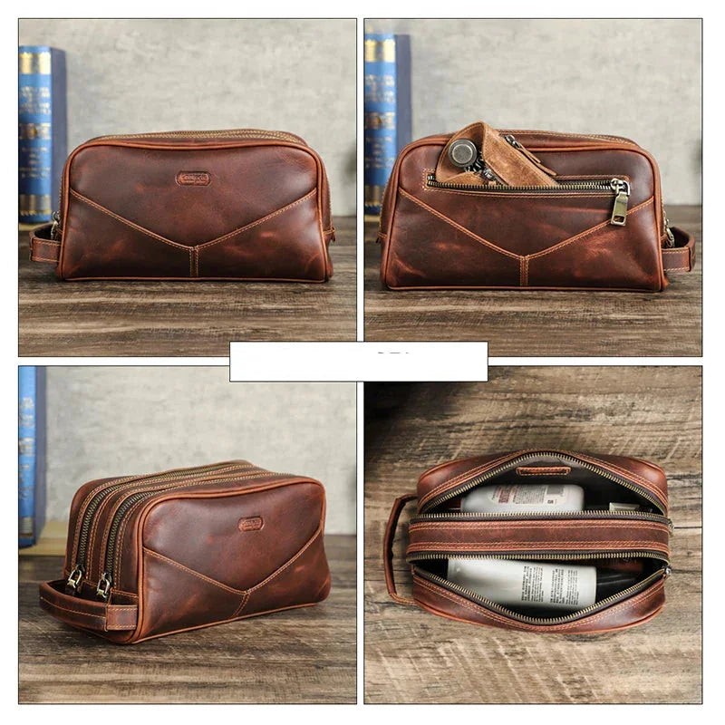 Trousse de toilette en cuir pour homme