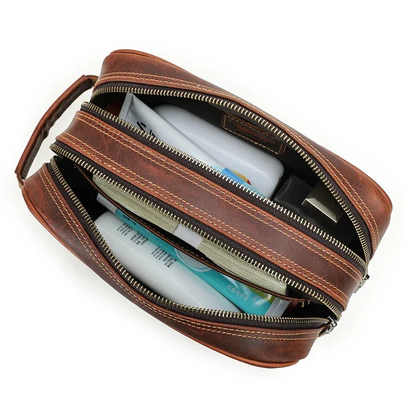 Trousse de toilette en cuir pour homme