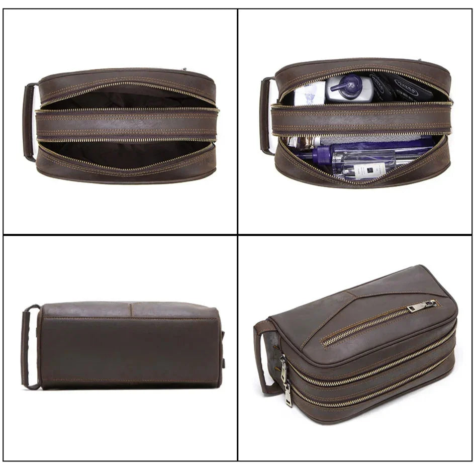 Trousse de toilette en cuir pour homme