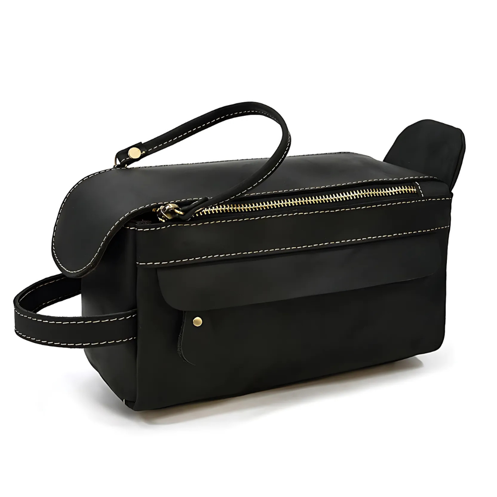 Trousse de toilette homme cuir noir