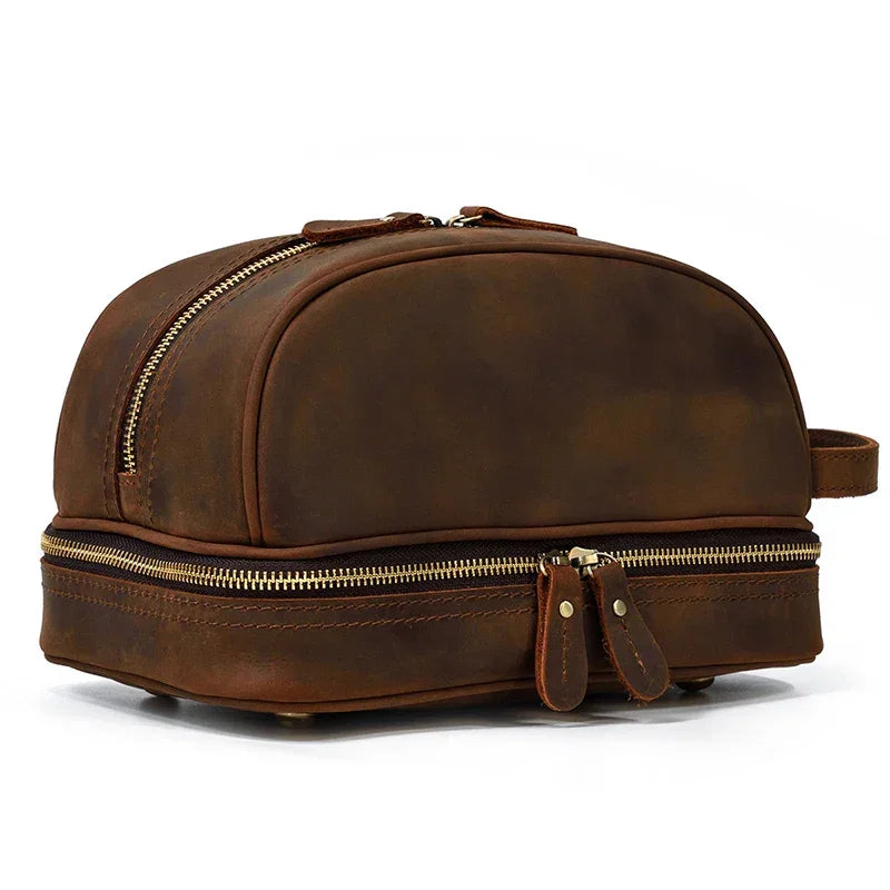 Trousse de toilette homme en cuir