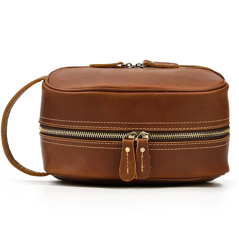 Trousse de toilette homme en cuir