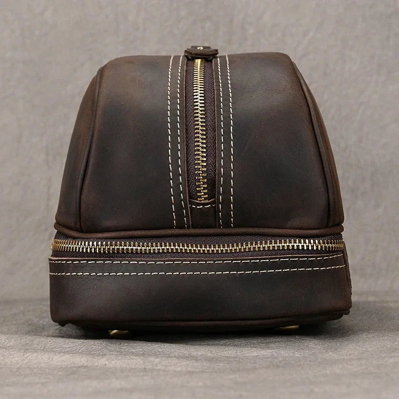Trousse de toilette homme en cuir