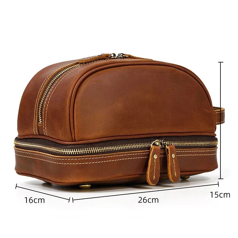 Trousse de toilette homme en cuir