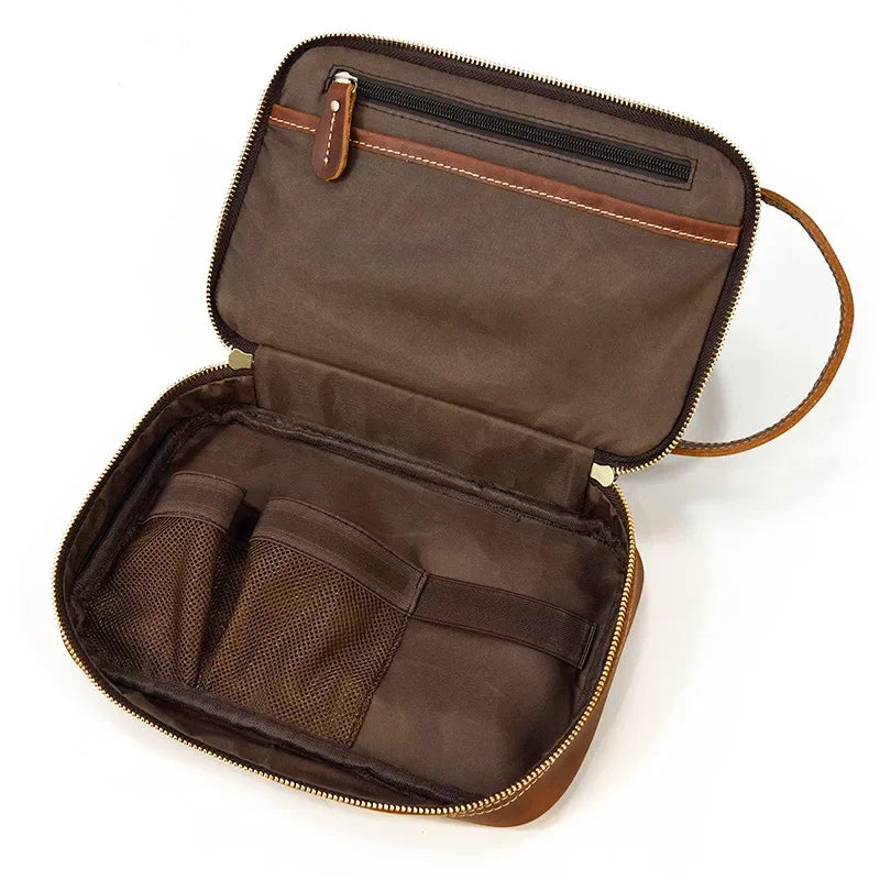 Trousse de toilette homme en cuir