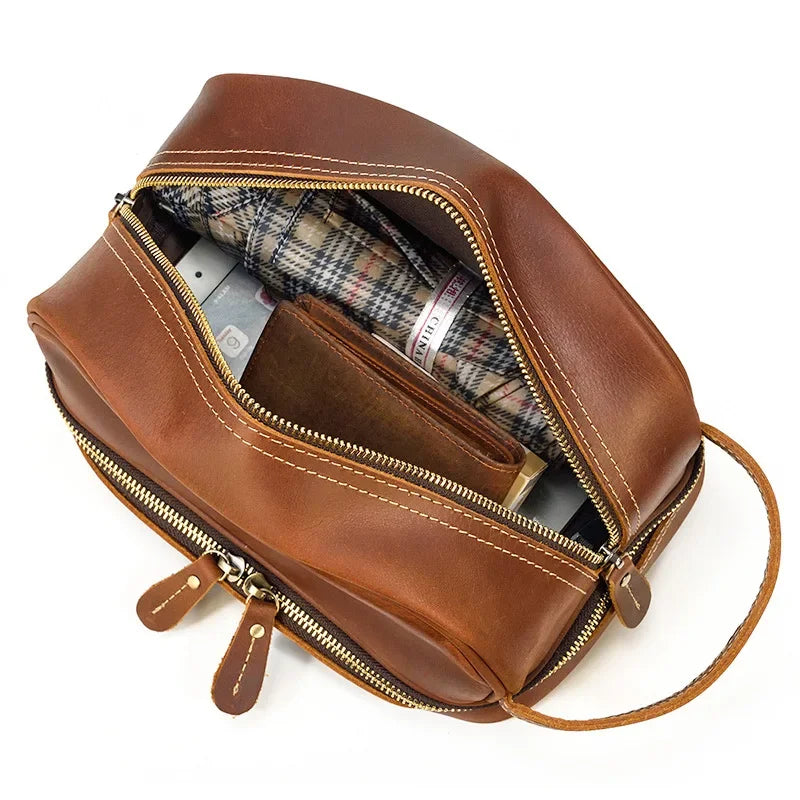 Trousse de toilette homme en cuir