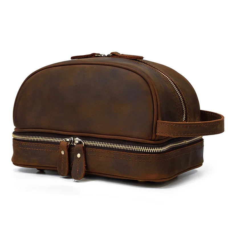 Trousse de toilette homme en cuir