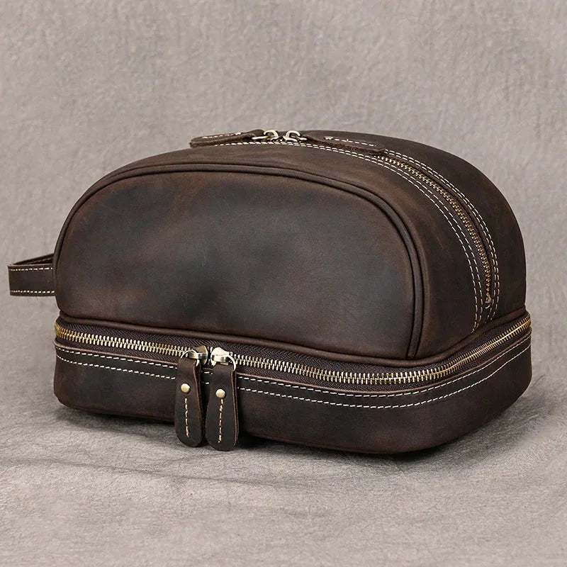 Trousse de toilette homme en cuir