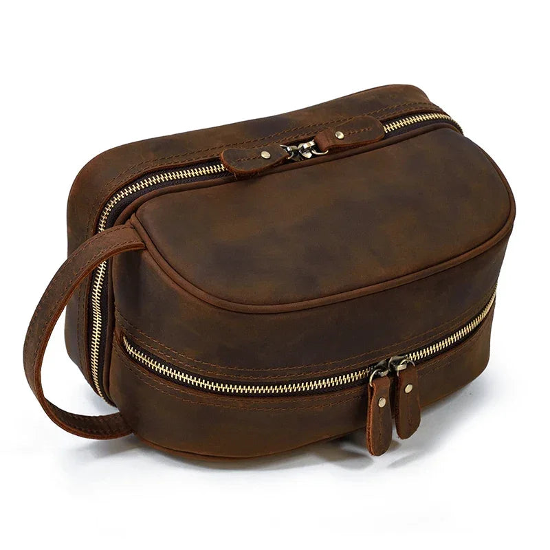 Trousse de toilette homme en cuir