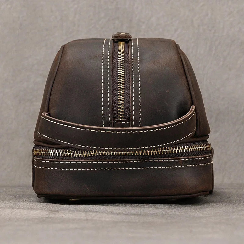 Trousse de toilette homme en cuir