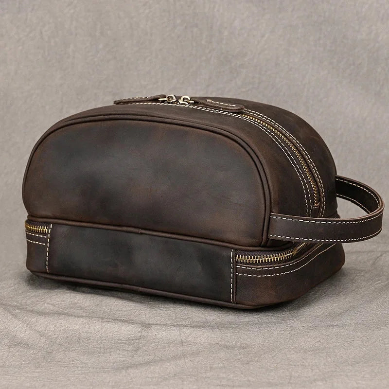 Trousse de toilette homme en cuir