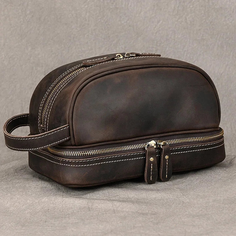 Trousse de toilette homme en cuir