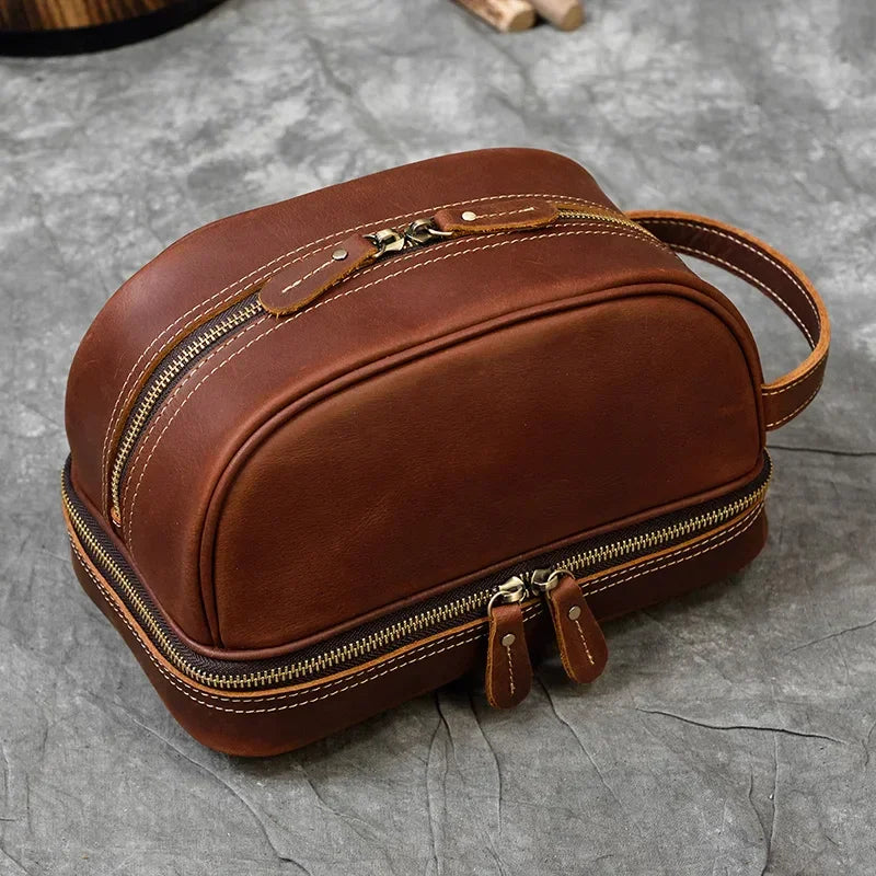 Trousse de toilette homme en cuir