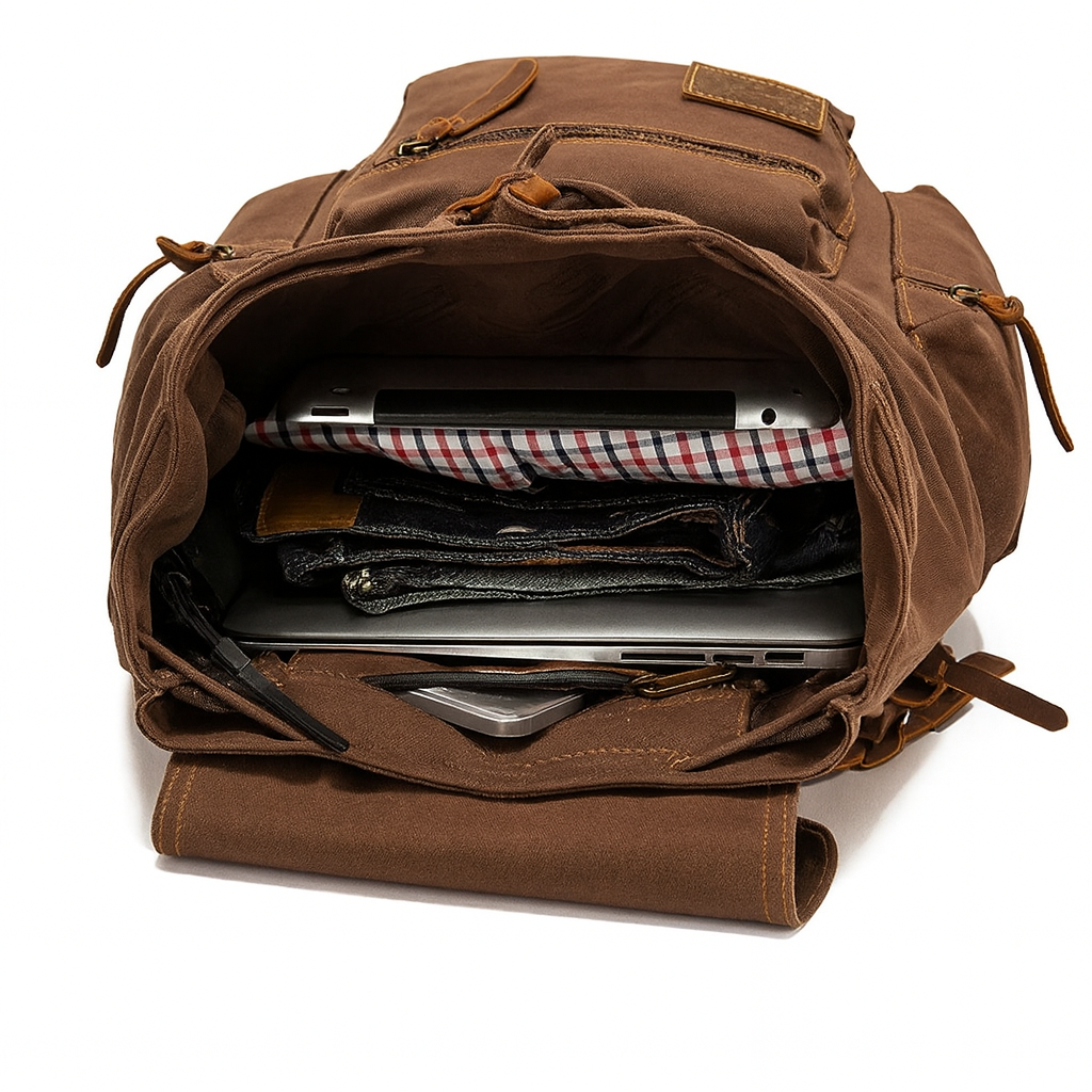 vintage sac a dos marron